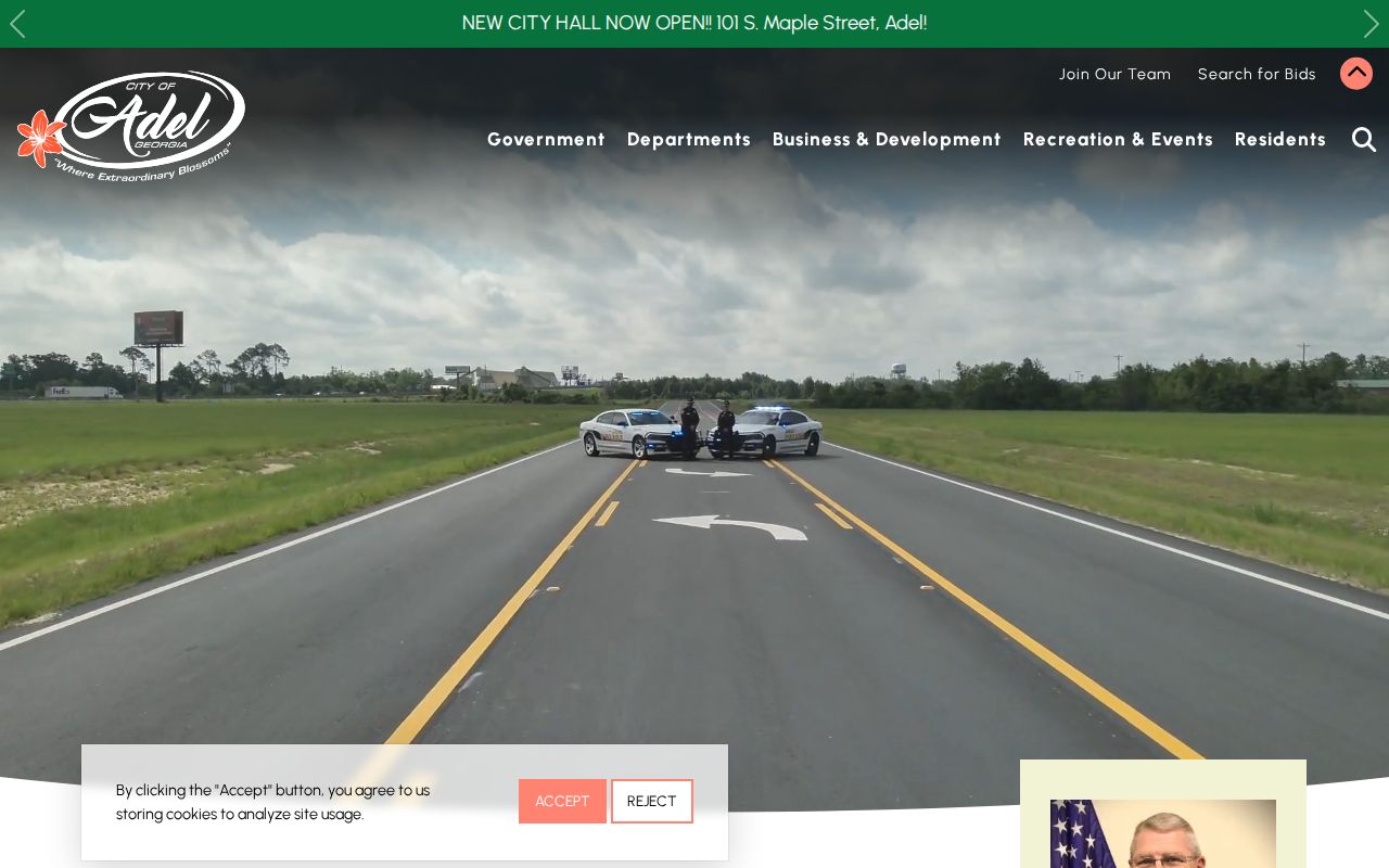 Official Adel Police Department information page for local police records