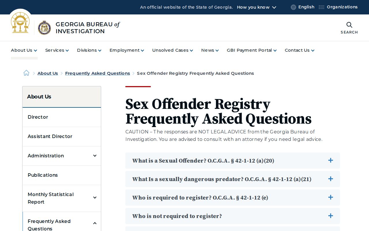 Cook County sex offender search guidance from the GBI FAQ